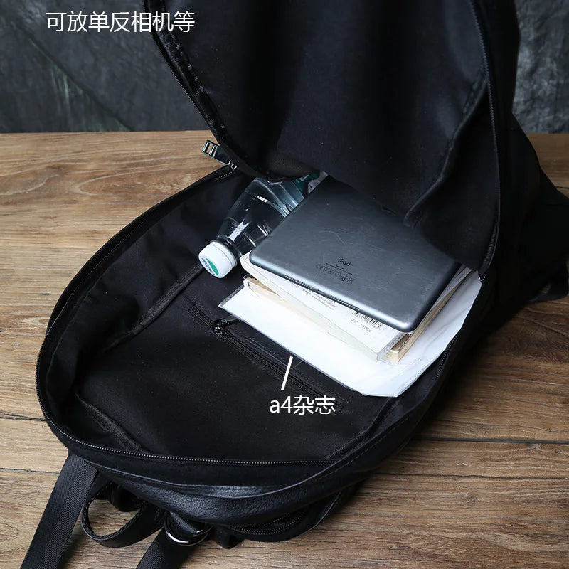 Mochila de piel auténtica de gran capacidad para hombre | Perfecta para viajes y negocios