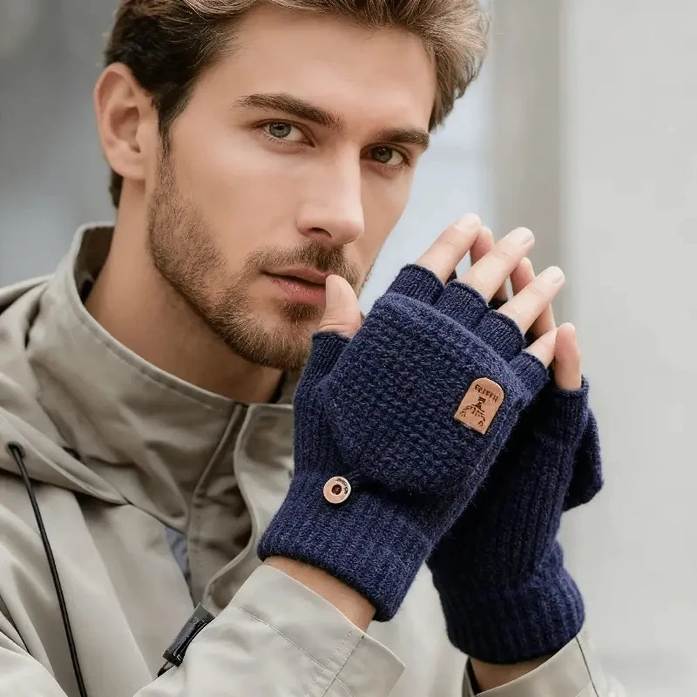 Half Finger Winter Gloves | Convertible Fingerless Mittens for All