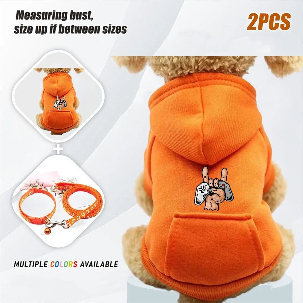 Juego de 2 piezas de correa y ropa abrigada para mascotas pequeñas