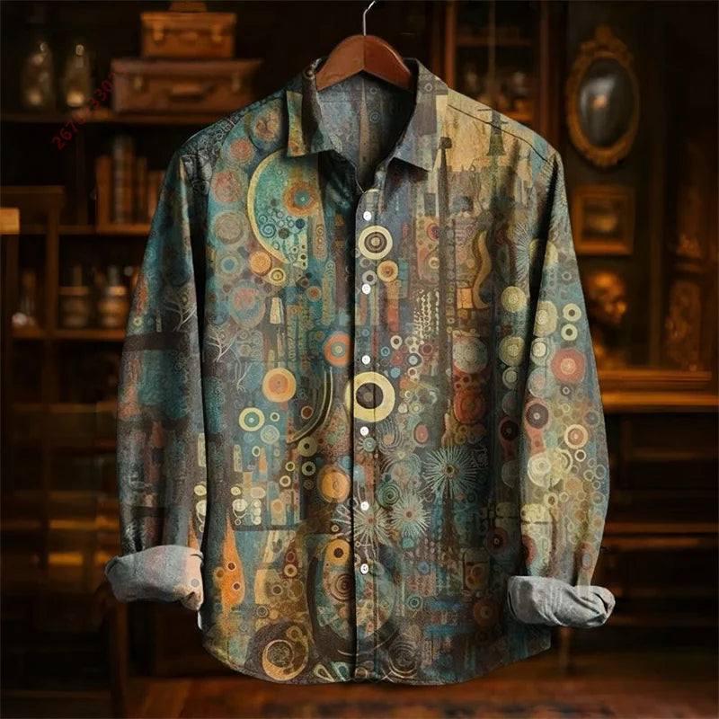 Colorful Fish Print Long-Sleeve Shirt | Trendy Casual Fashion Top