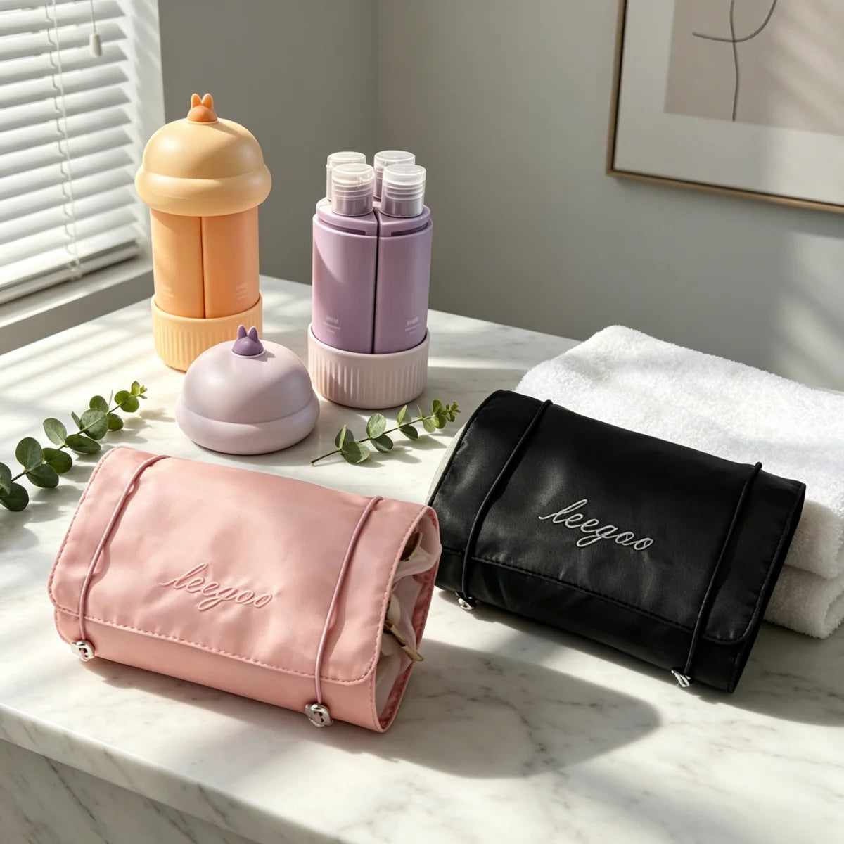 Large Capacity 4-in-1 Travel Refillable Bottles & Organizer Set