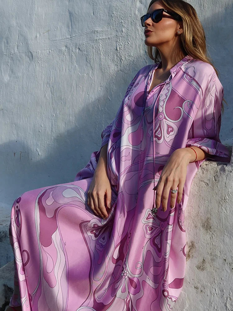 Stylish Oversized Women's Print Kaftan Maxi Dress for Summer