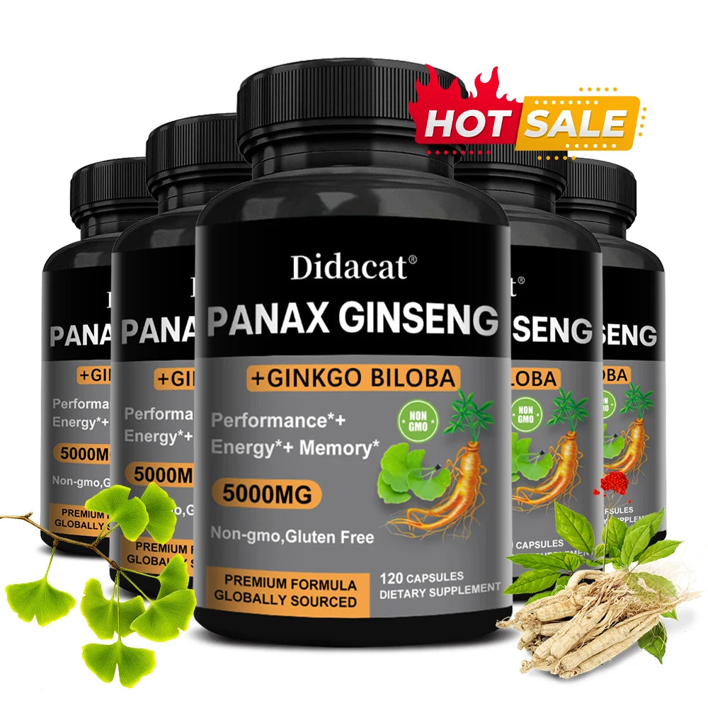 High-Potency Korean Red Ginseng & Ginkgo Biloba Capsules