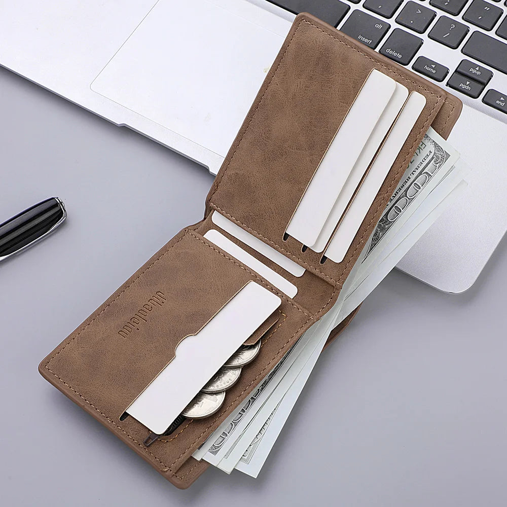Men's Mini Short Wallet with Multi-Card Slots | Casual Double Fold Design