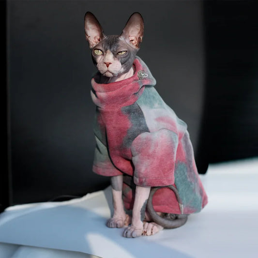 Sudadera con capucha cálida con forro polar para gatos sin pelo y perros pequeños