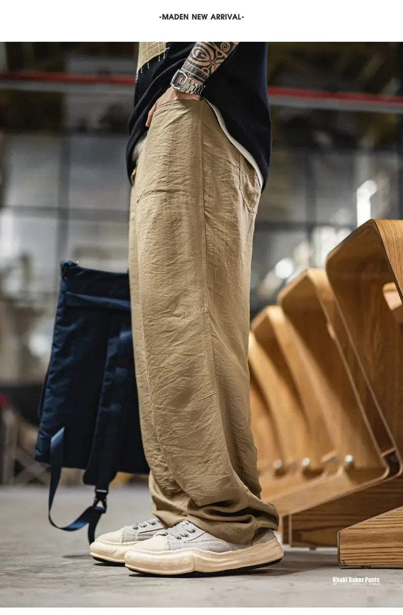 Men's Lightweight Vintage Chino Pants | Casual Khaki Trousers