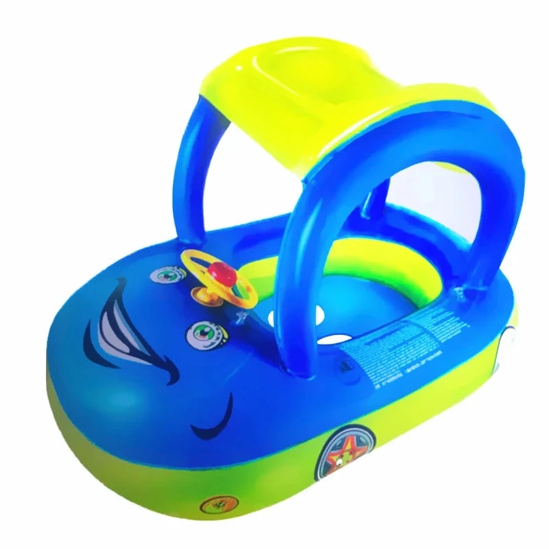 Inflatable Baby Swim Ring with Sun Shade | Toddler Pool Fun