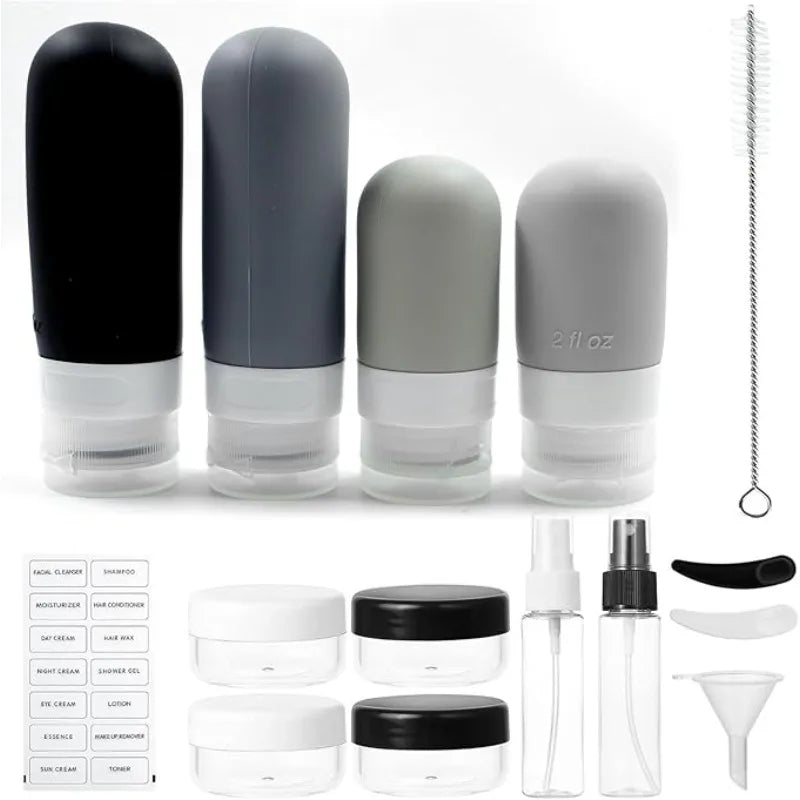 17Pcs Silicone Leak Proof Travel Bottles | Portable Toiletry Set