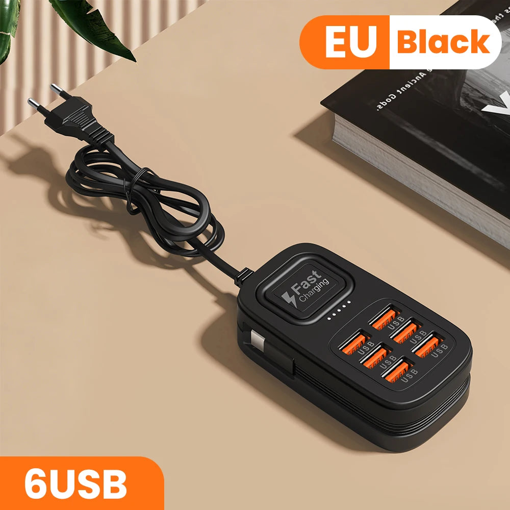 6 in 1 Fast USB Charger Power Strip | Desktop Charging Station