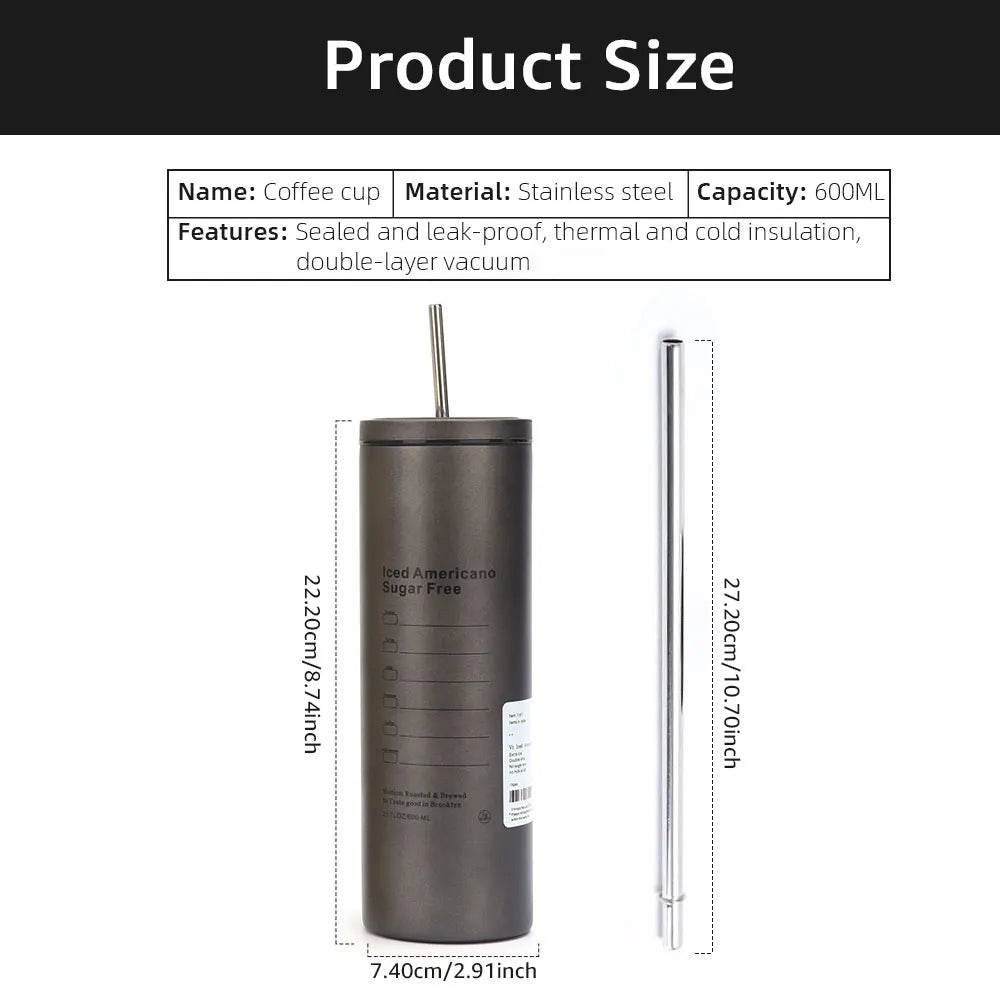 Stainless Steel Double-Layer Coffee Cup | Portable Insulated Mug