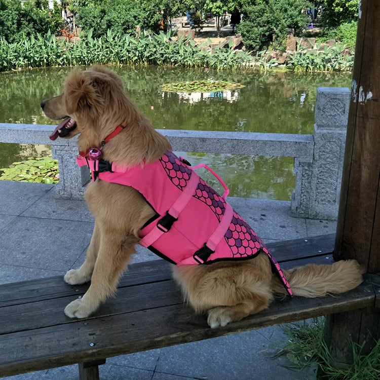 Pet Dog Life Vest Summer Shark Mermaid Pet Life Jacket Dog Clothes Harness Dogs Swimwear Pets Swimming Suit Funny Cute Dog Costu