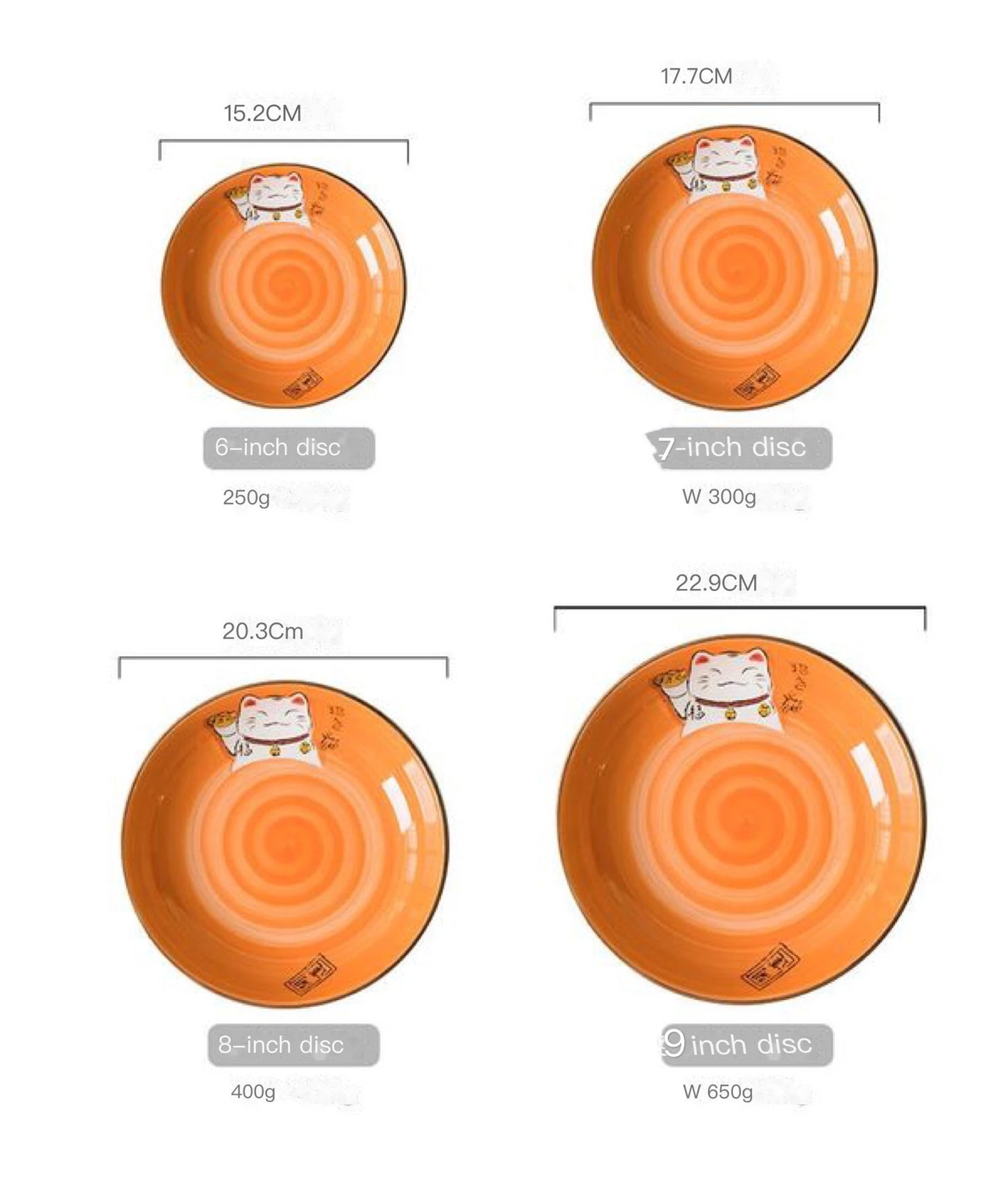 Multi-Color Cartoon Lucky Cat Round Ceramic Plate | Joyful Dining