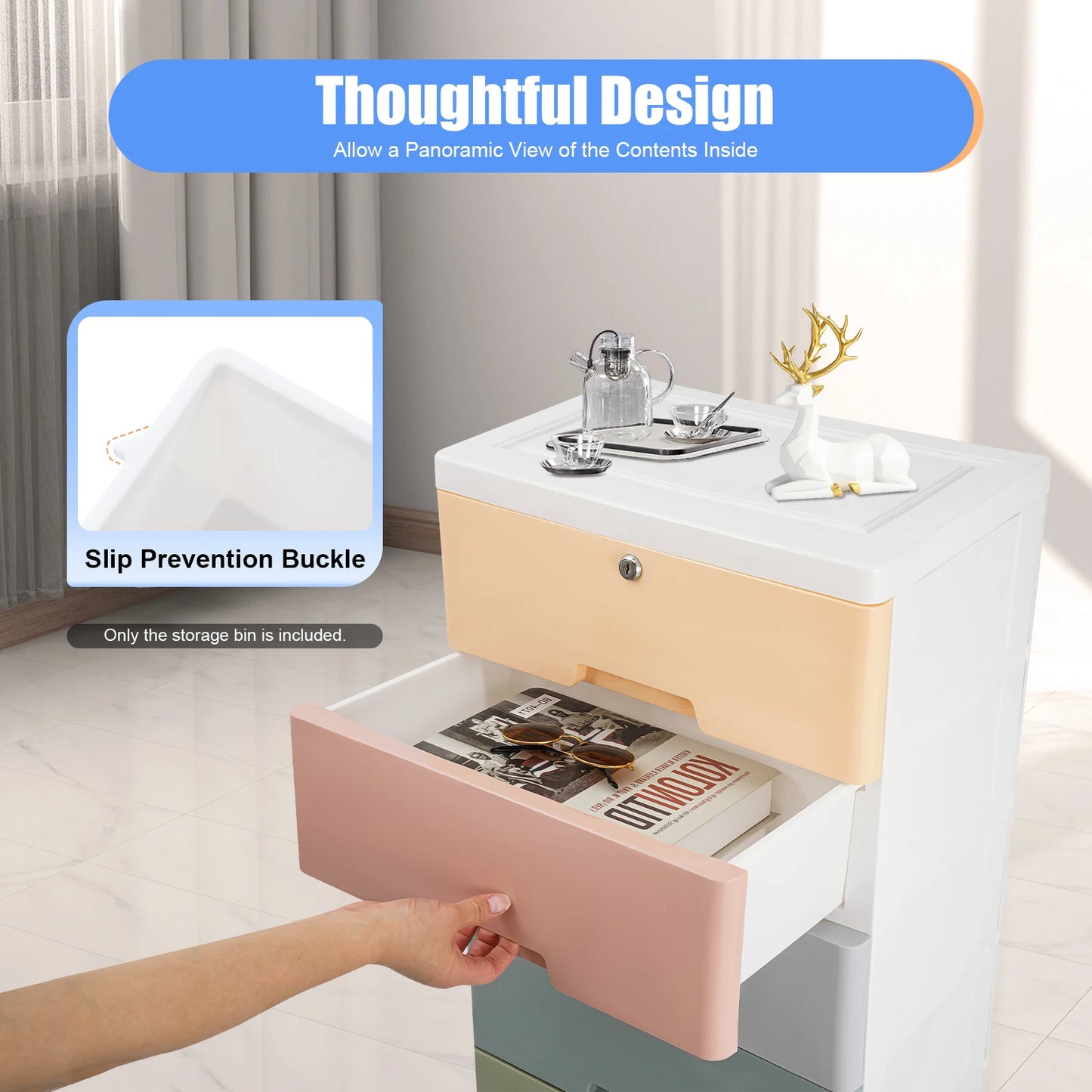 5-Drawer Plastic Storage Cabinet | Large Capacity Organization