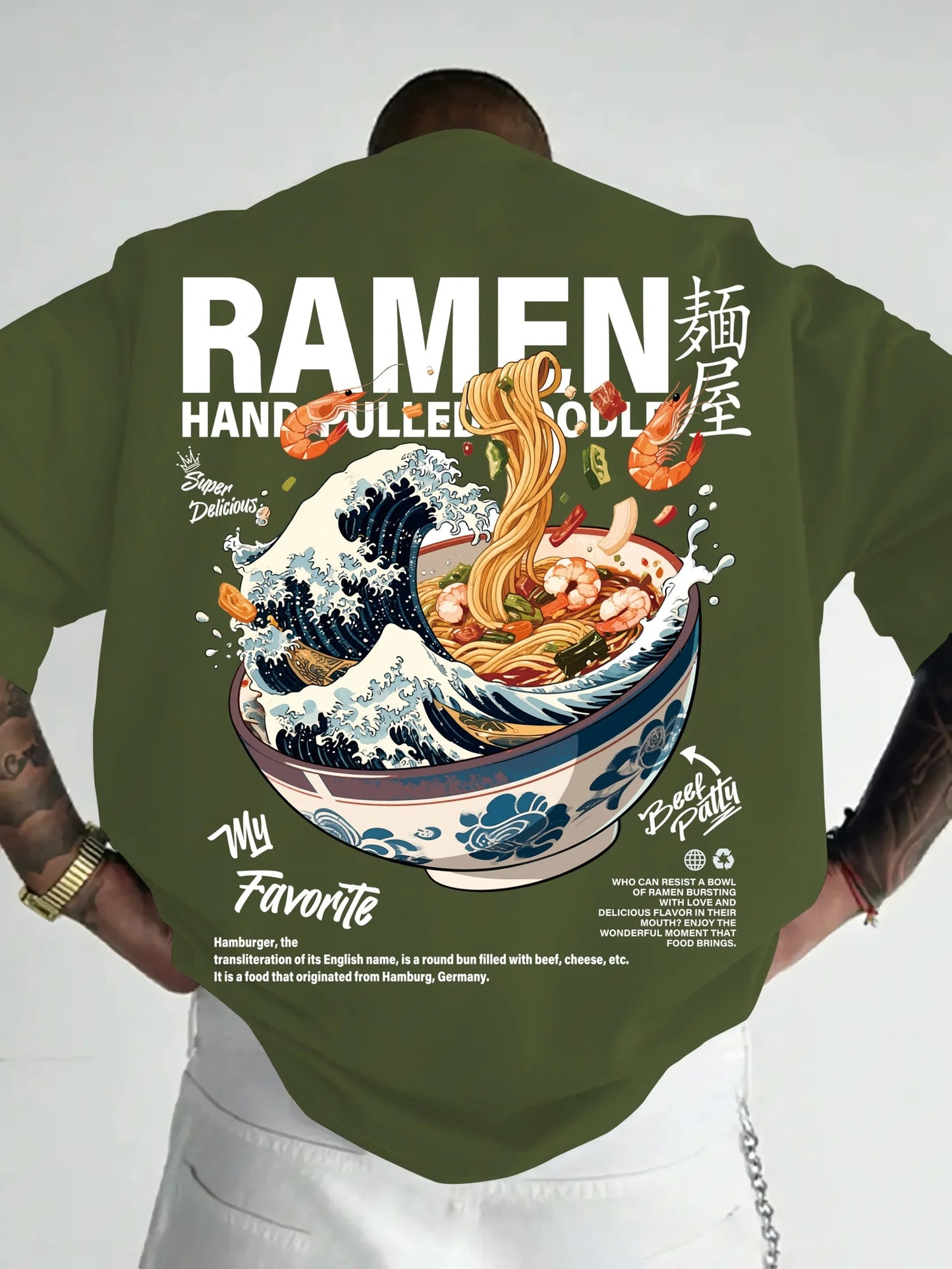 Men's Casual Summer T-Shirt with Japanese Wave Graphic Print