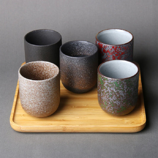 Tazas de té de cerámica vintage | Vajilla de gres ecológica