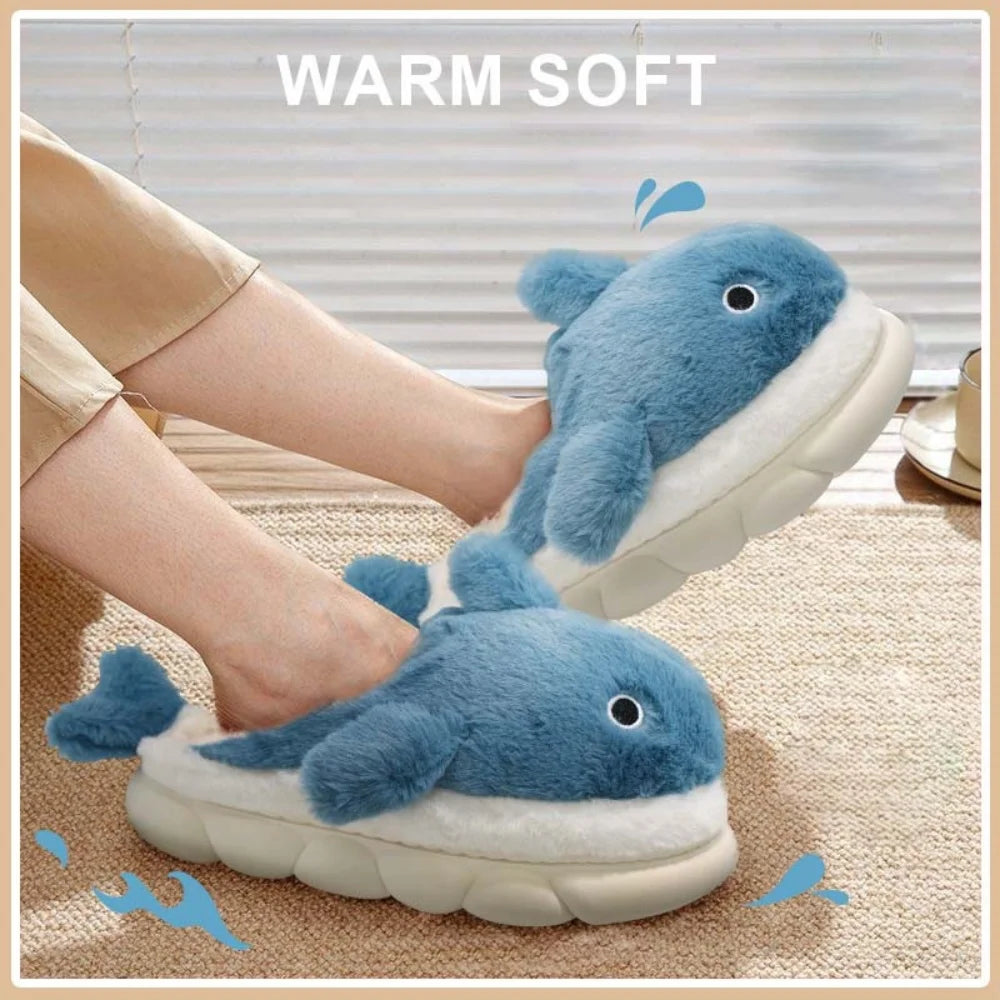Unisex Fuzzy Sharky Slides | Adorable Whale Shark Slippers