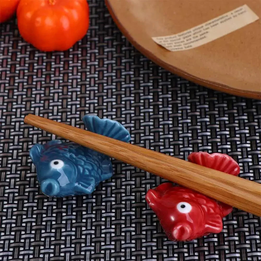 Cute Ceramic Fish-Shaped Chopsticks Holder | Creative Tableware Rack