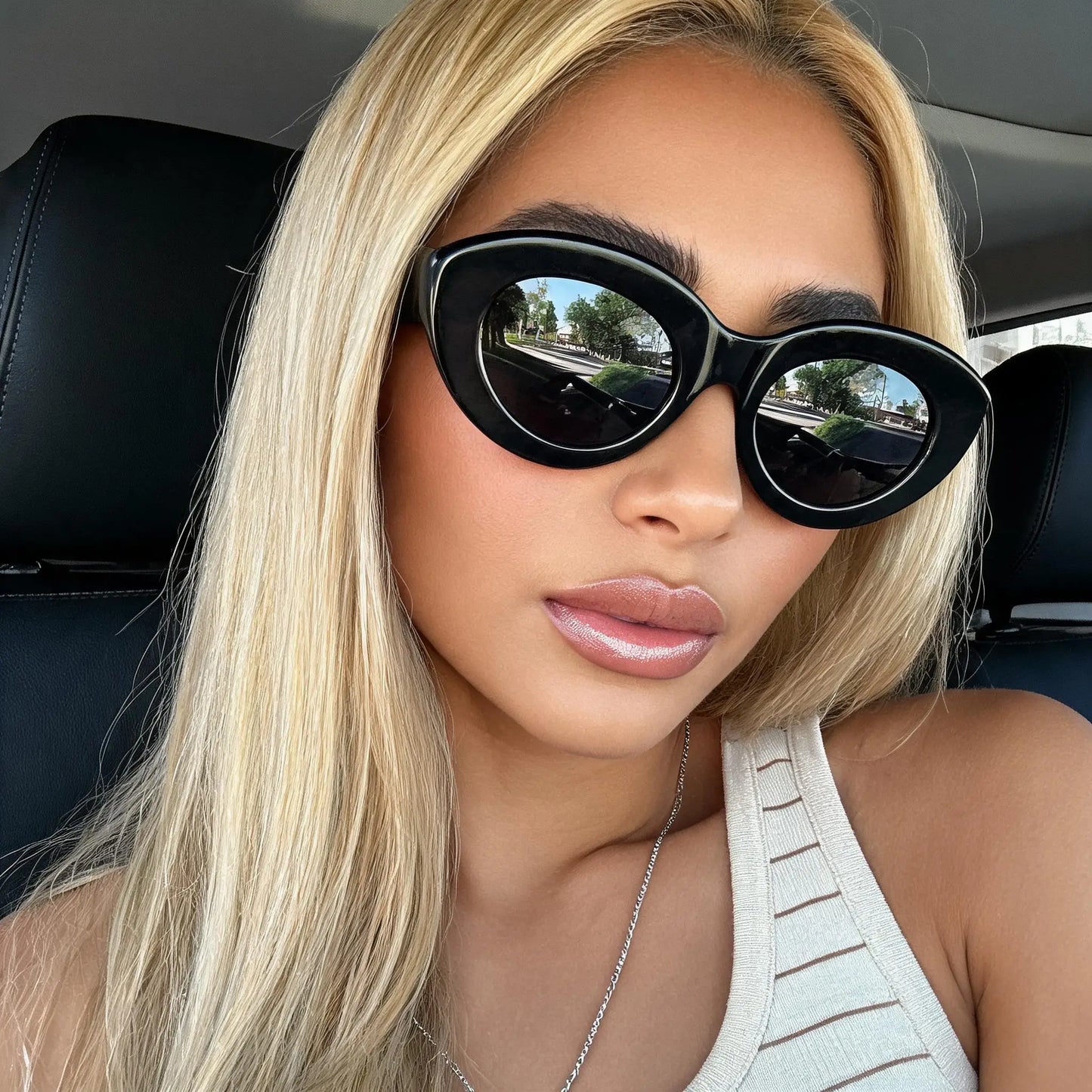 Vintage Thick Frame Oval Cat Eye Sunglasses | Trendy Street Style