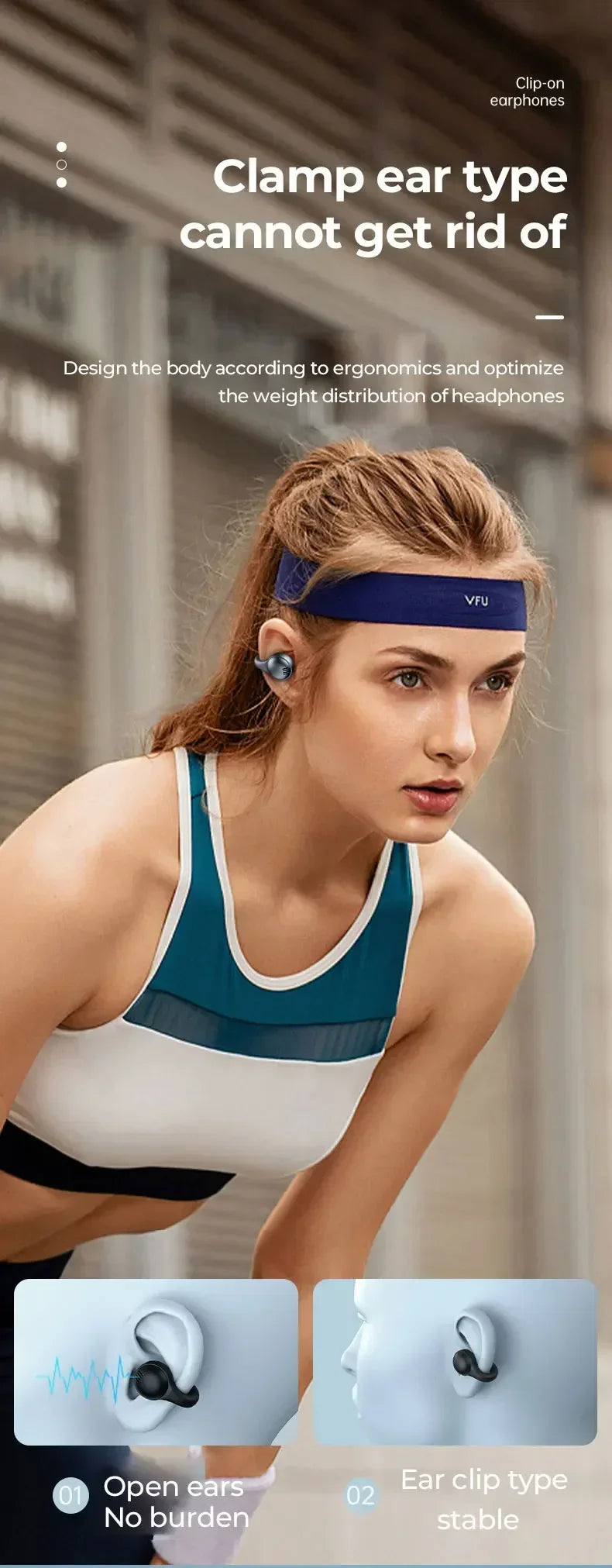 Bone Conduction Waterproof Bluetooth Headphones for Sports