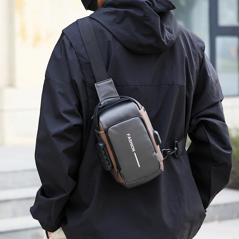 Men's Anti-Theft Sling Bag | USB Charging Crossbody Pack