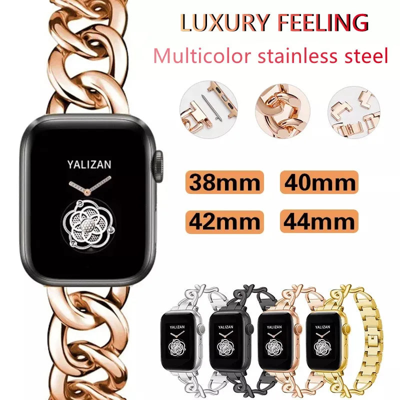 Bold Stainless Steel Cuban Link Bracelet for Smartwatches