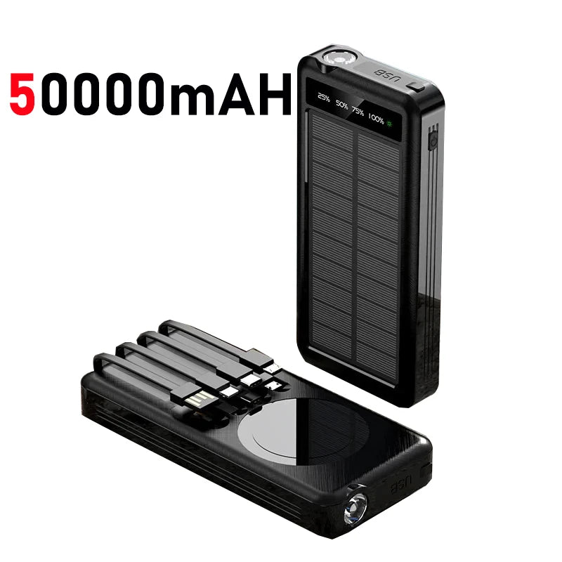 50000mAh Solar Power Bank with Wireless Fast Charging & Dual USB