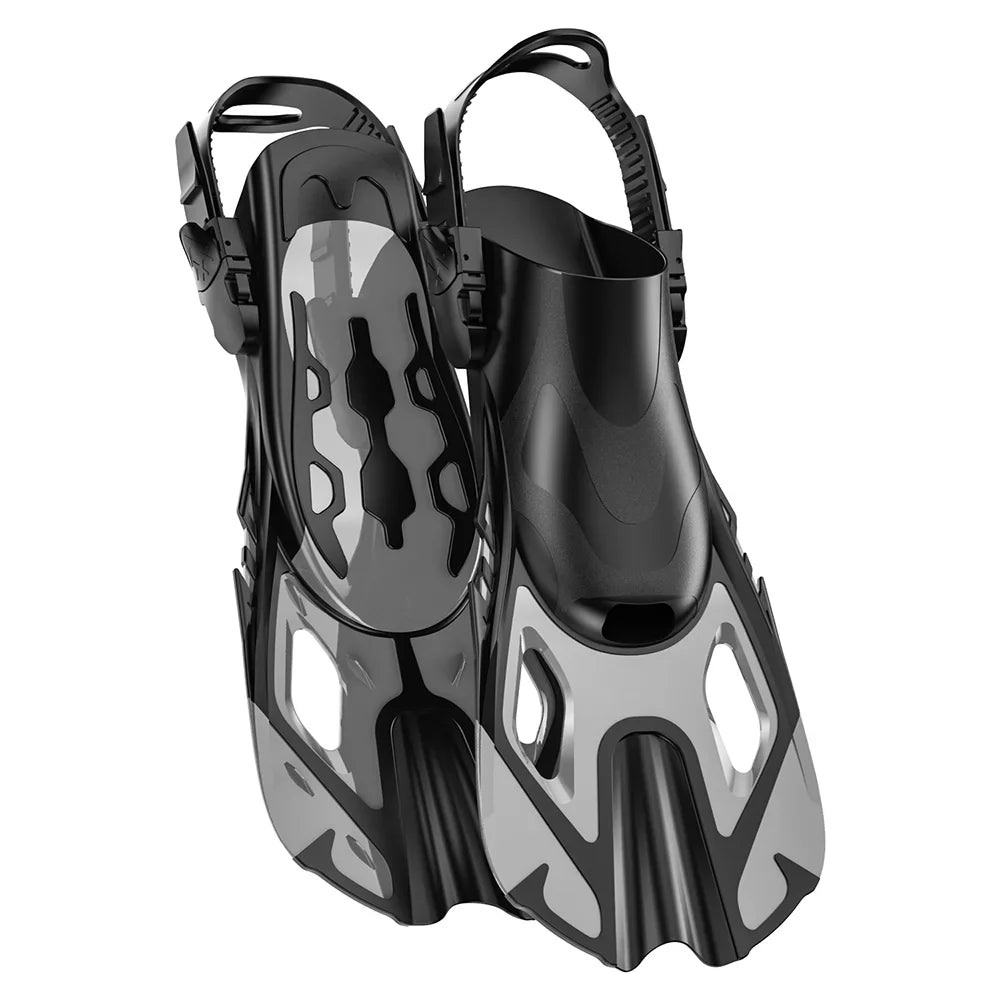 Swim Flippers Snorkel Fins Short Diving Frog Shoes Duck Webs Adjustable Silicone Travel Size Open Heel For Adult Men Women Youth