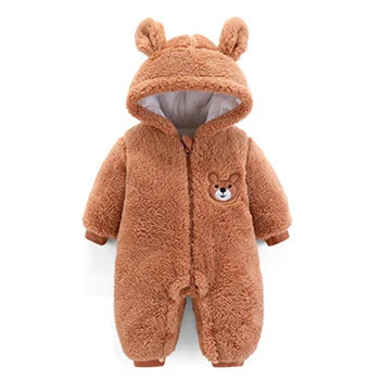 Cute Plush Bear Baby Romper | Warm Autumn Winter Jumpsuit