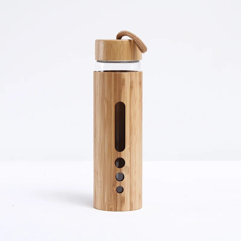 Eco-Friendly Borosilicate Glass Water Bottle with Bamboo Sleeve