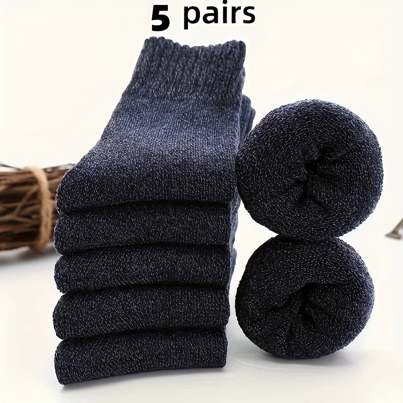 5 Pairs of Thick Warm Men's Socks | Cozy Winter Thermal Stockings