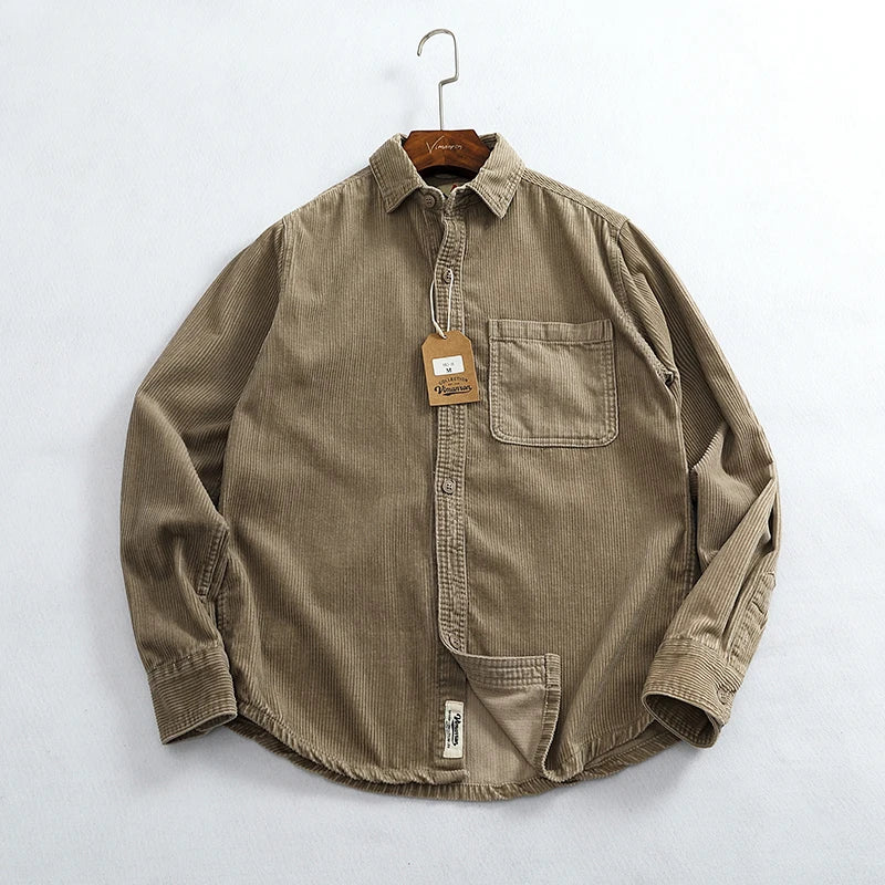 Men's Chunky Corduroy Long Sleeve Shirt | Stylish Autumn Essential