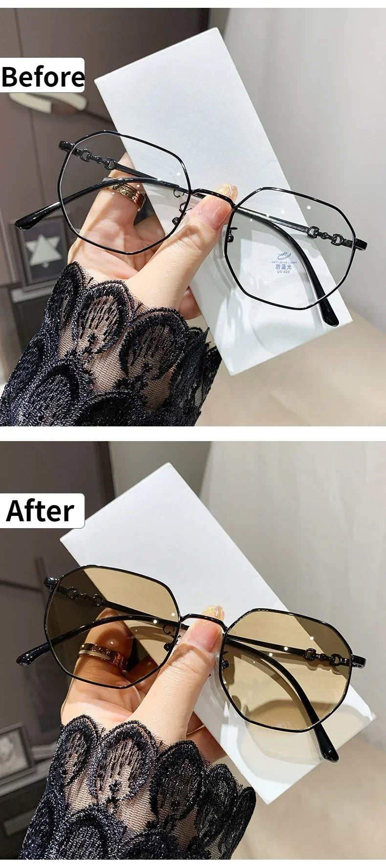 Oversized Photochromic Myopia Eyewear | Stylish Comfort & Relief