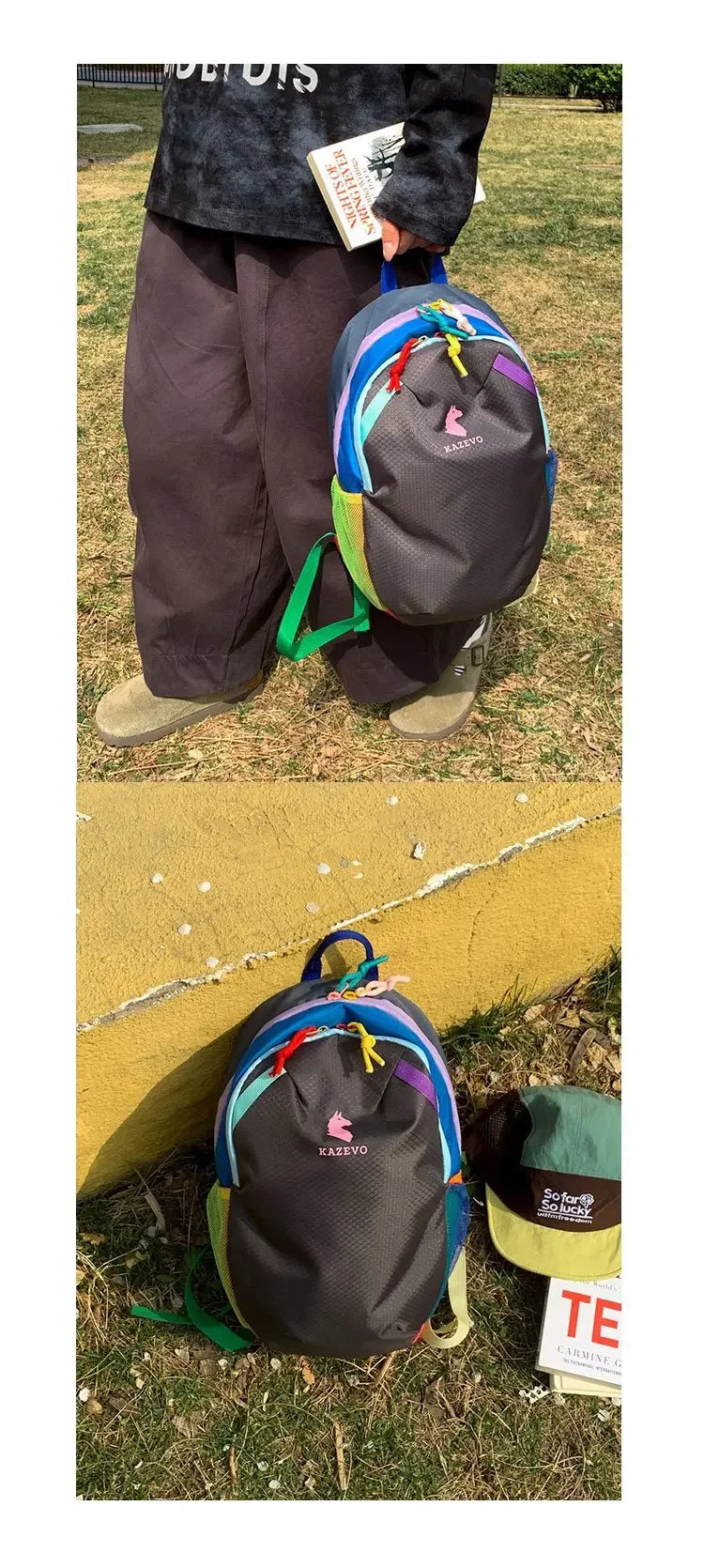 Dopamine backpack, contrasting colors, travel backpack, hiking, mountaineering, outdoor leisure, lightweight travel, study bag