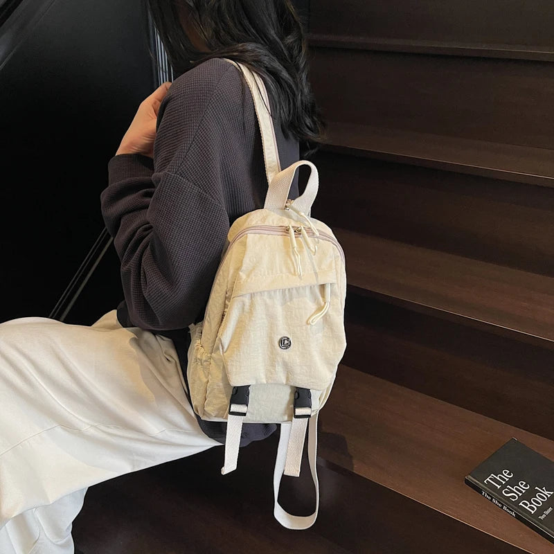 Versatile Solid Color Unisex Small Backpack | Large Capacity Design
