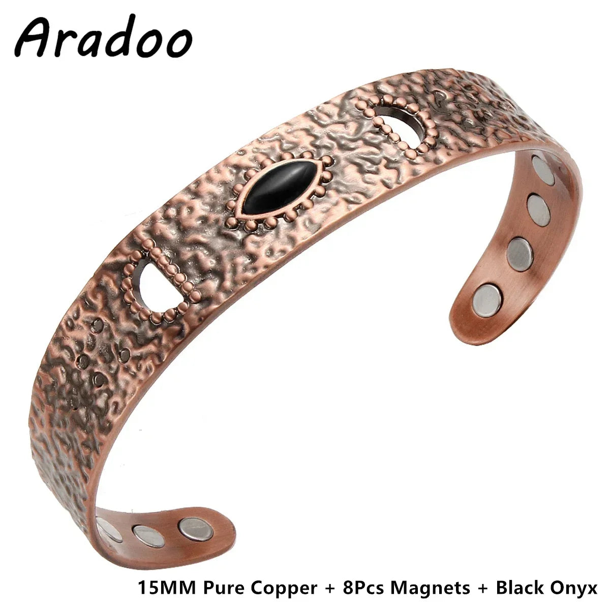 Vintage Copper Cuff Bracelet with Magnetic Therapy | Unisex Jewelry
