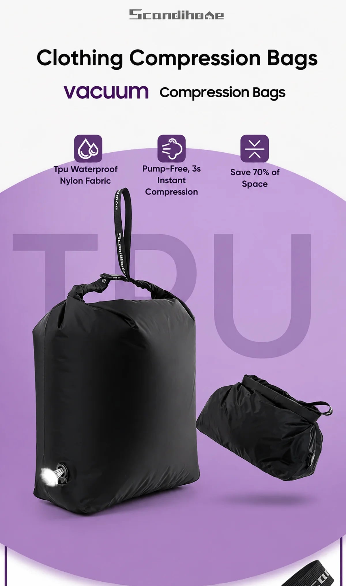 Reusable Vacuum Compression Bags for Travel & Home Storage