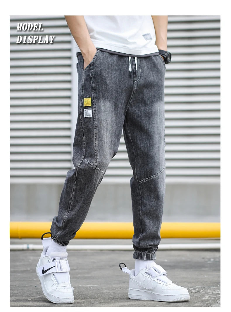 Men's Harem Denim Cargo Pants | Casual Streetwear Joggers