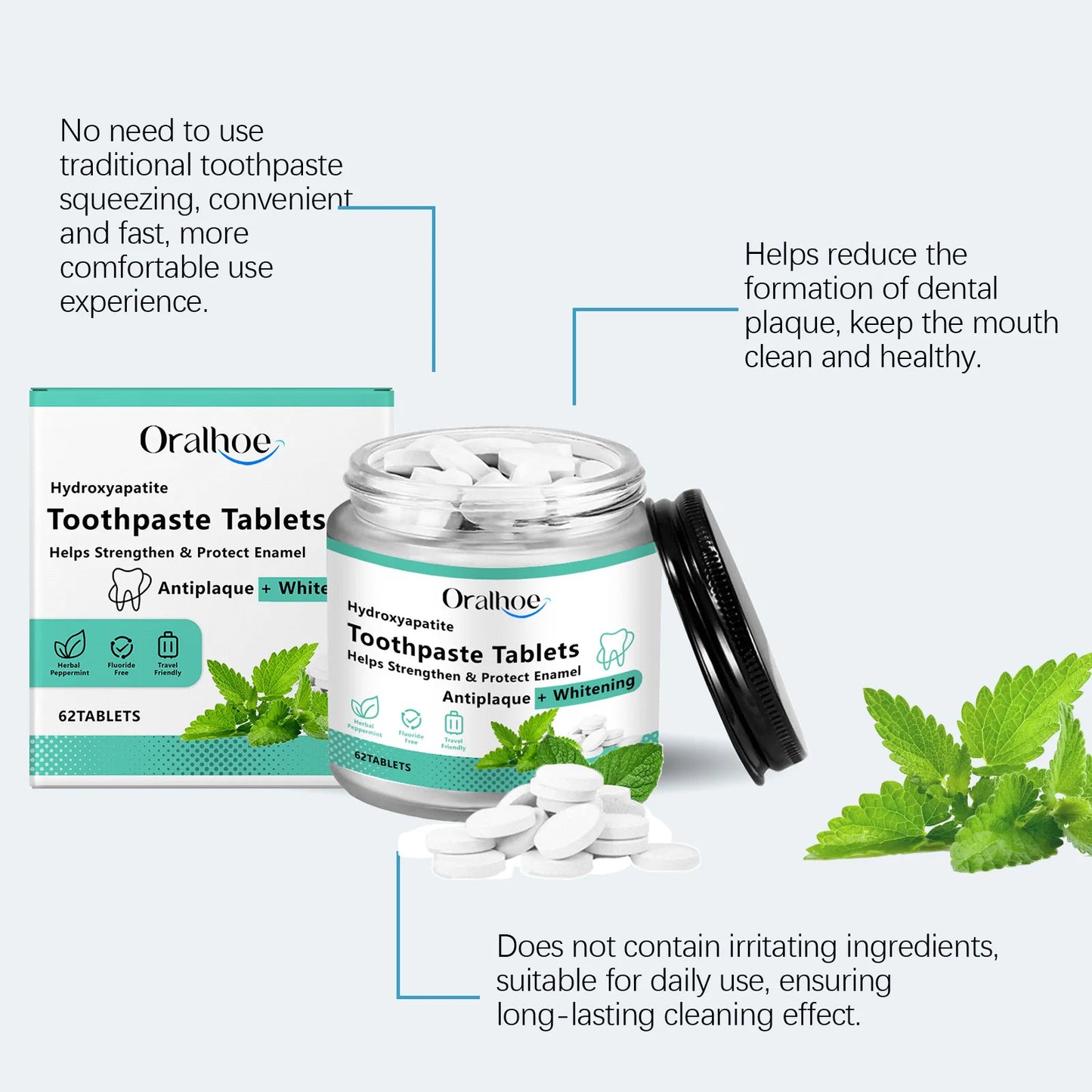 Fresh Mint Toothpaste Tablets | Eco-Friendly Oral Care Solution