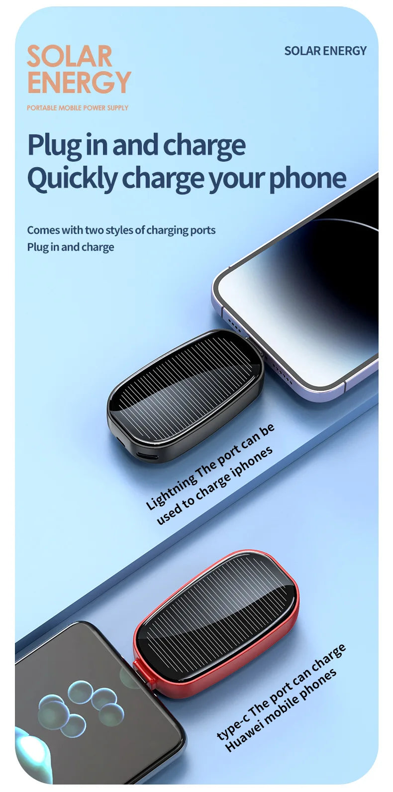 Portable Solar Power Bank 1200mAh | Fast Charging External Battery