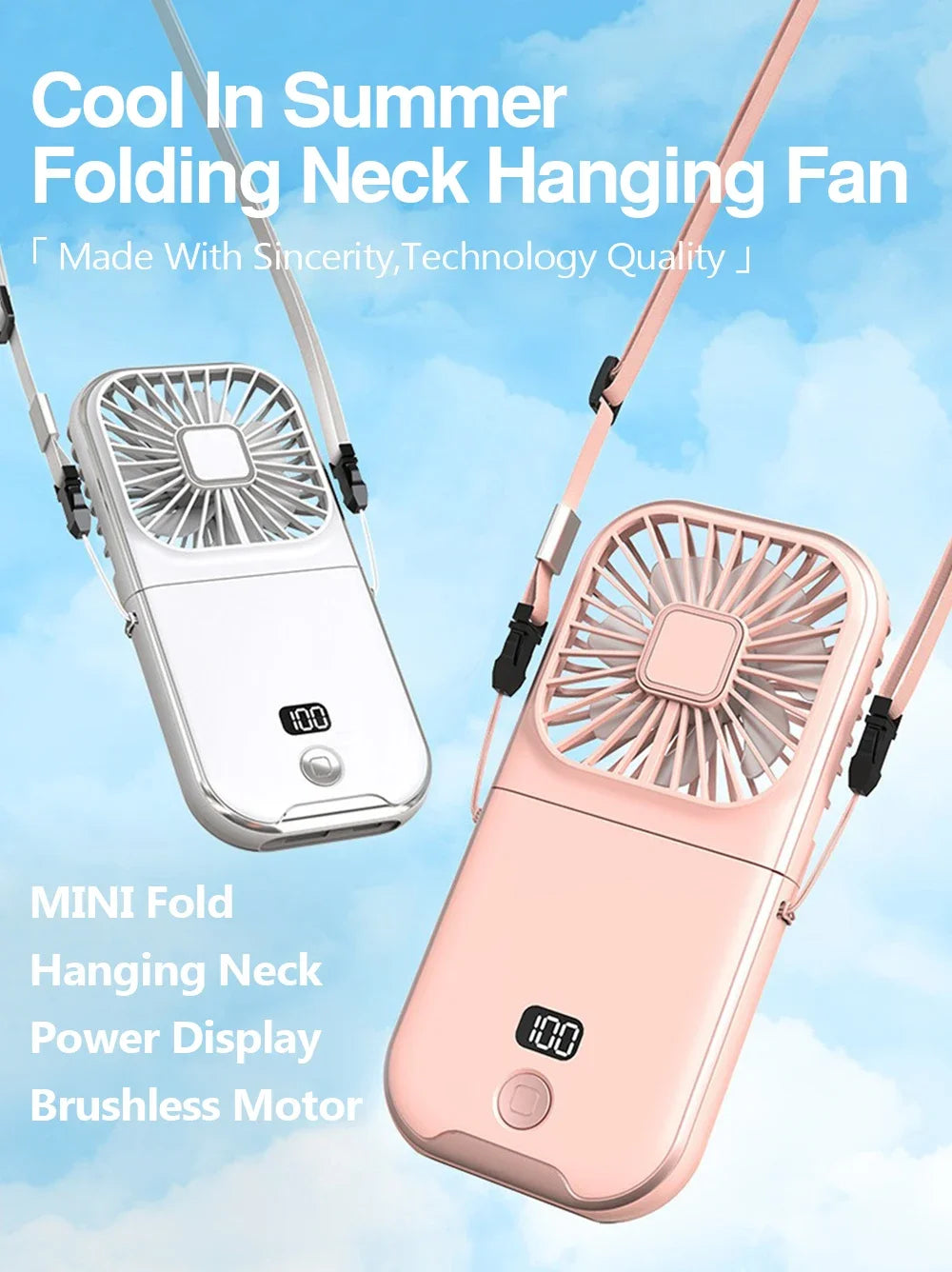 Adjustable USB Rechargeable Mini Neck Fan | Quiet Cooling Comfort