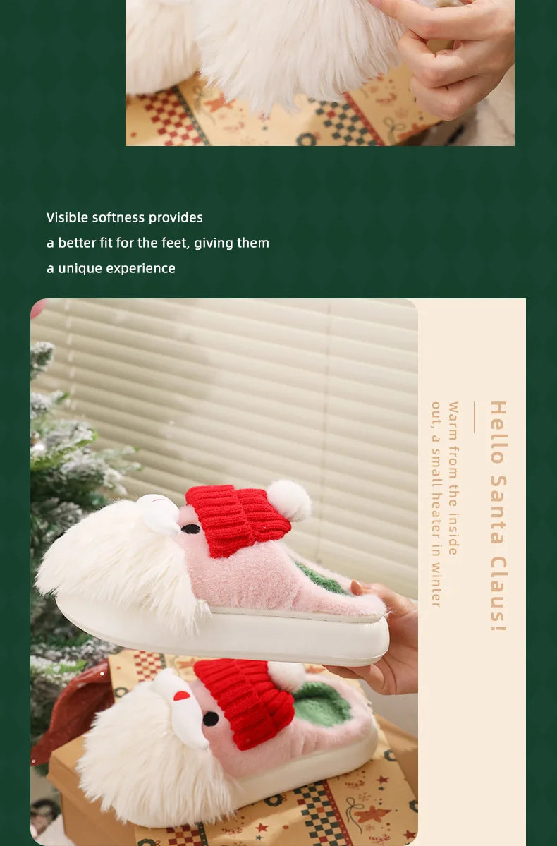 Women's Cute Santa Claus Plush Slippers | Cozy Christmas Indoor Shoes