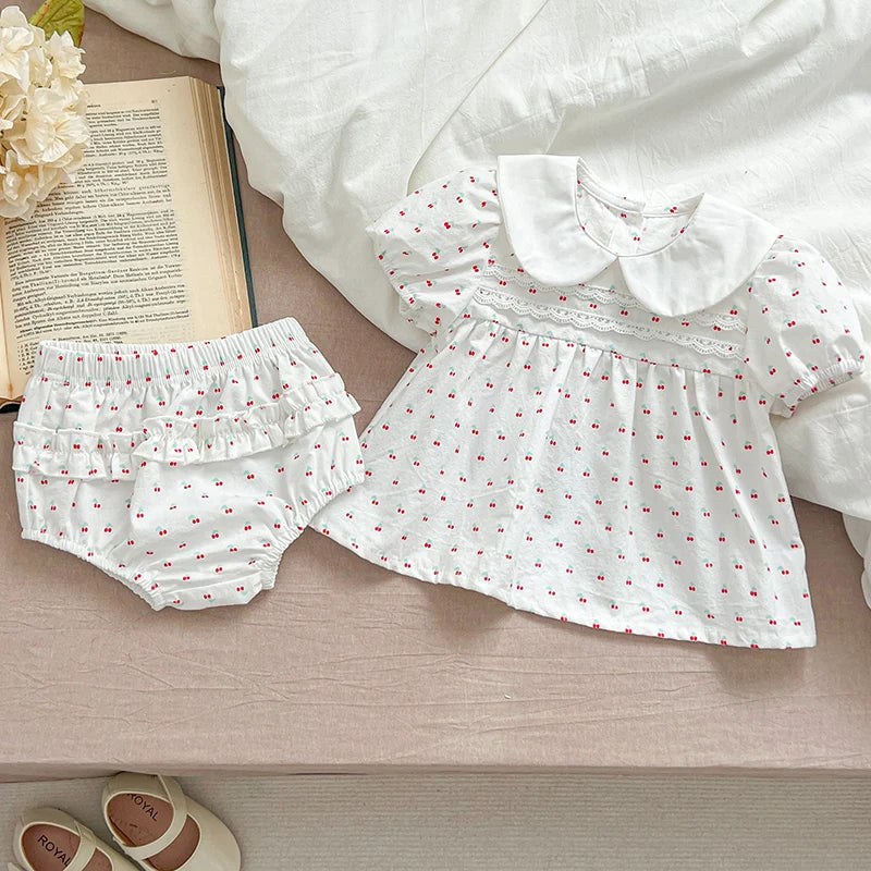 Summer Baby Girls Clothing Set | Floral Puff Sleeve Outfit