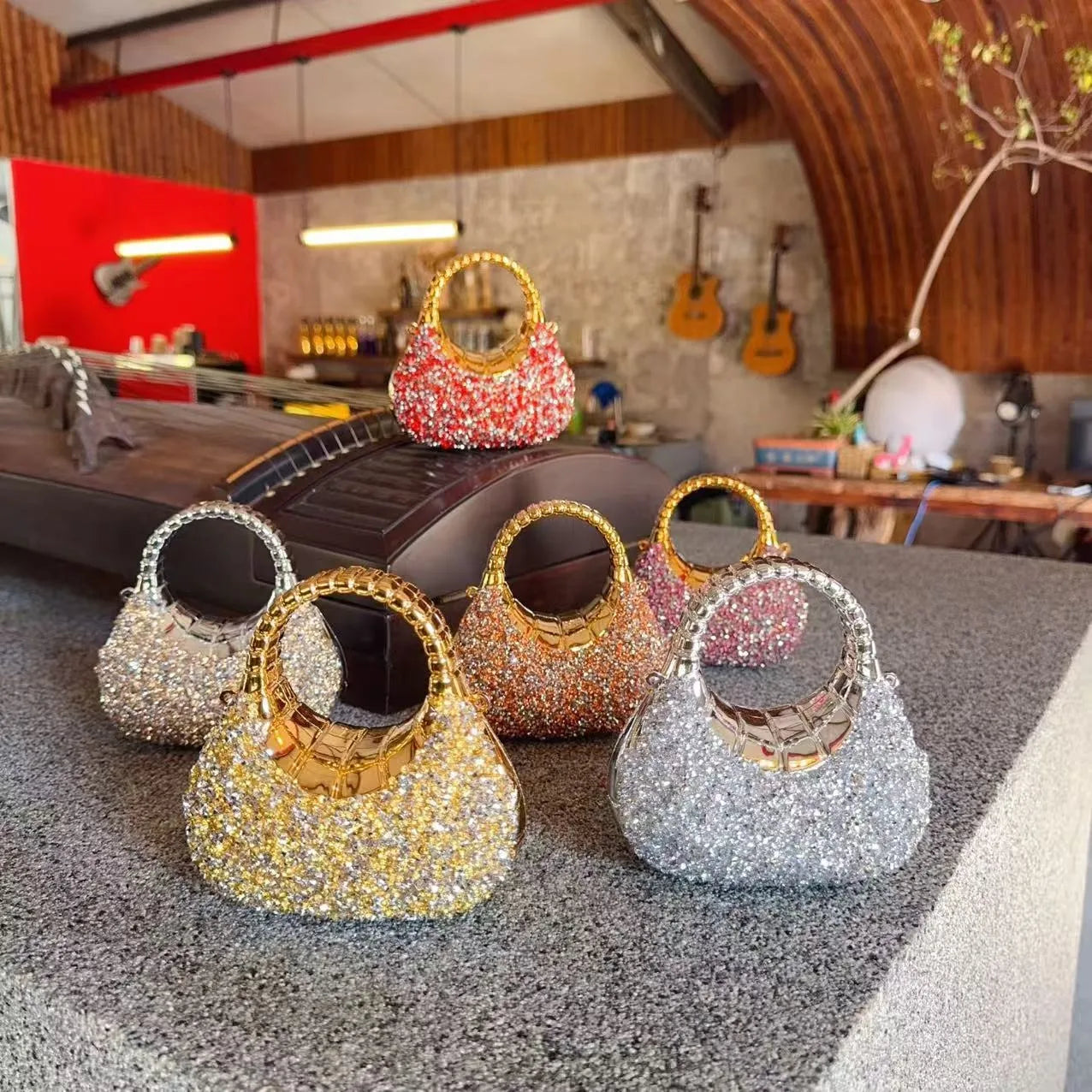 Mini Golden Pink Evening Bag | Luxury Clutch for Parties
