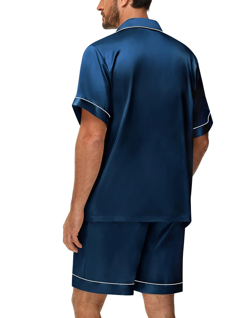 Men's Luxury Satin Pajama Set | Short Sleeve Summer Sleepwear