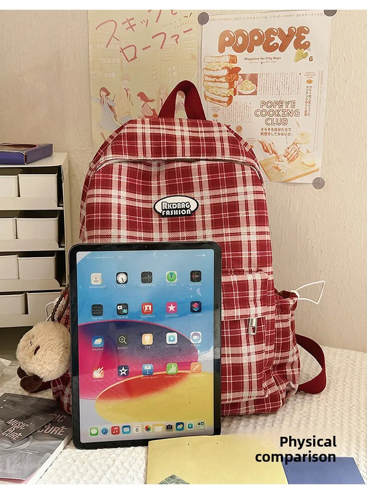 Large Capacity Plaid Backpack | Versatile Travel & School Bag