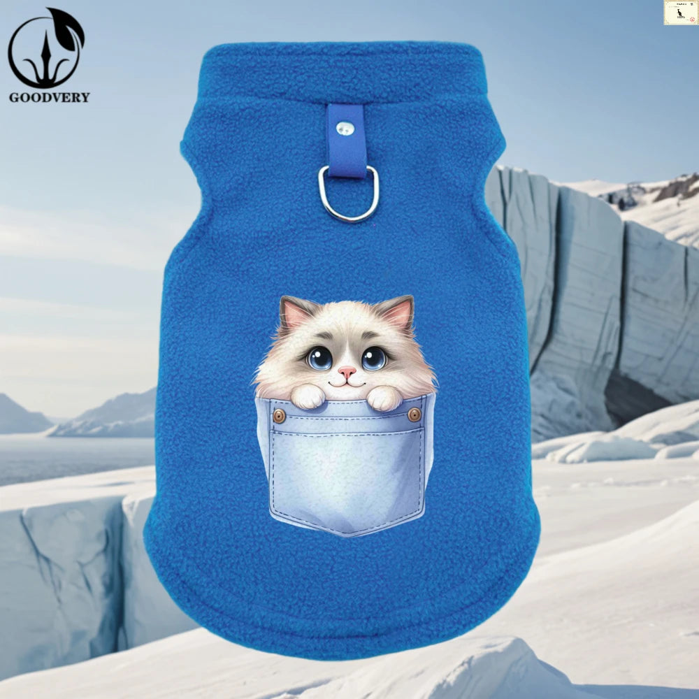 Soft Fleece Cat Sweater Jacket | Warm & Cozy Pet Clothes