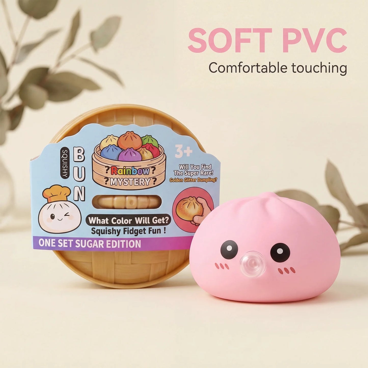 Dumpling Squishy Blow Bubbles Toy Stress Relief Squeeze Toy Cute Bubble Blowing Fidget Sensory with Steamer Stretchy Sensory