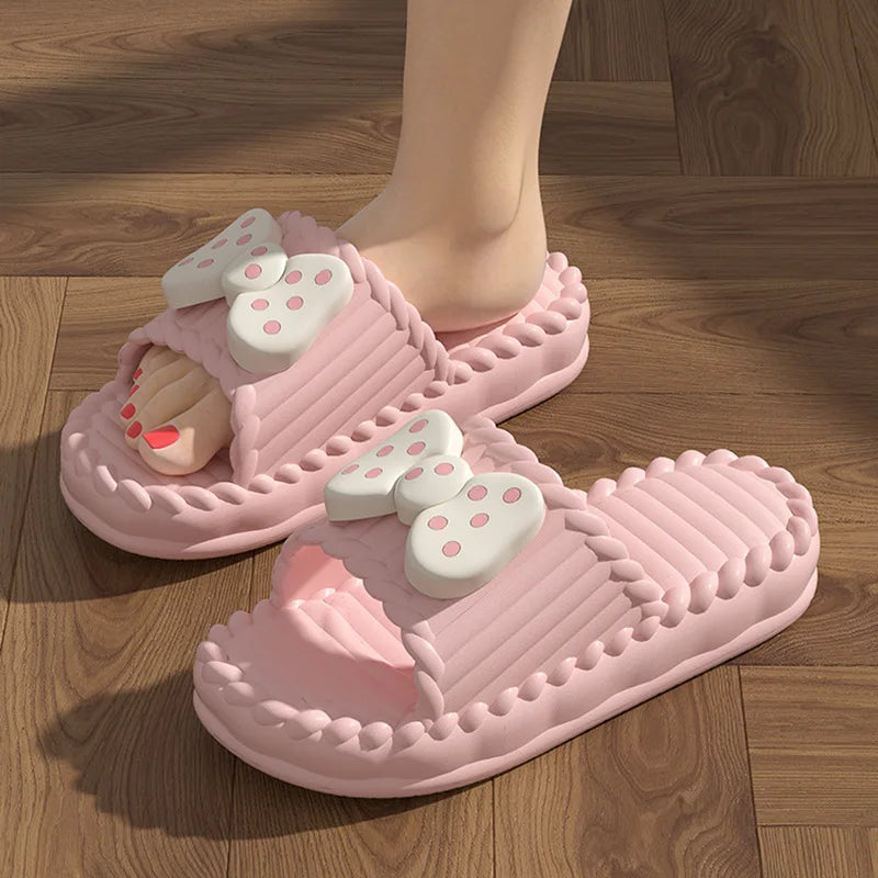 Cute Women's Summer Slippers with Bow Tie | Comfortable Beach Slides