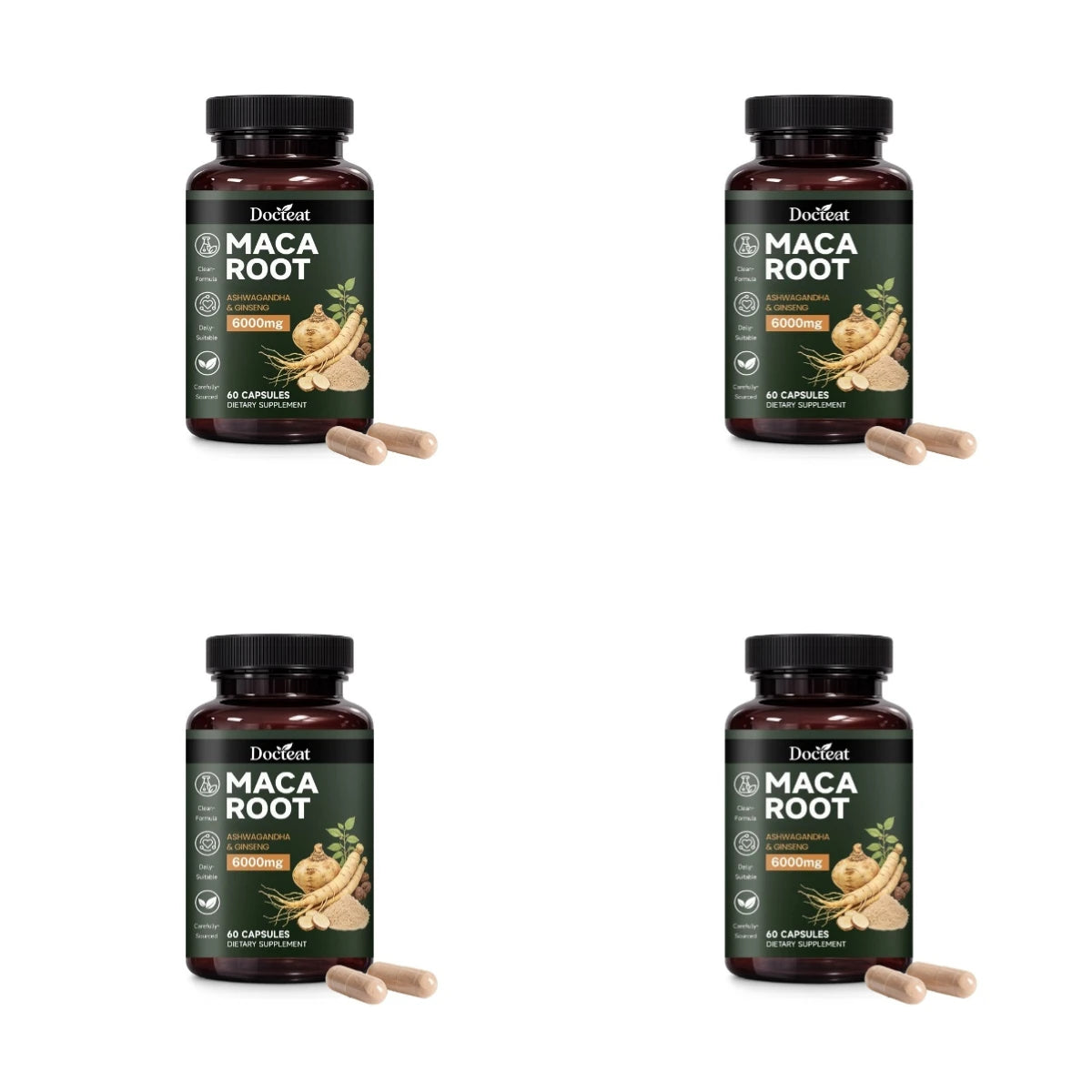 Maca Root Capsules 6000mg with Ashwagandha & Ginseng for Energy
