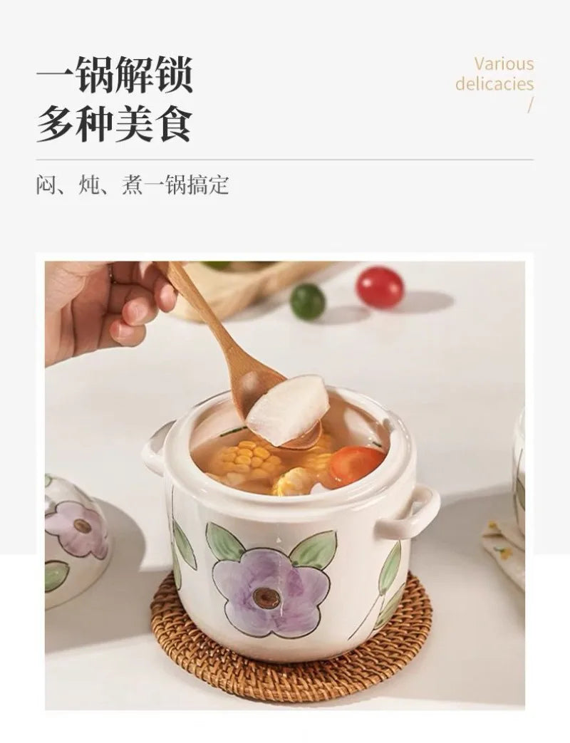 Hand-Painted Ceramic Stew Pot | Versatile Heat-Resistant Cookware